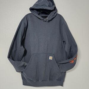 Carhartt Loose Fit Midweight Hoodie BLS Blue Men’s Medium Fall 2021 Sleeve Logo